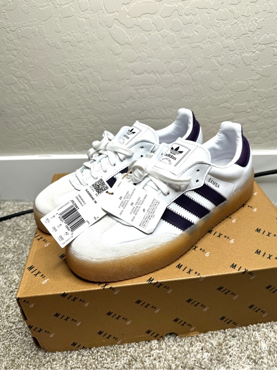 adidas Shoes - Adidas Samba Women White and Navy Gum Sole Sneakers